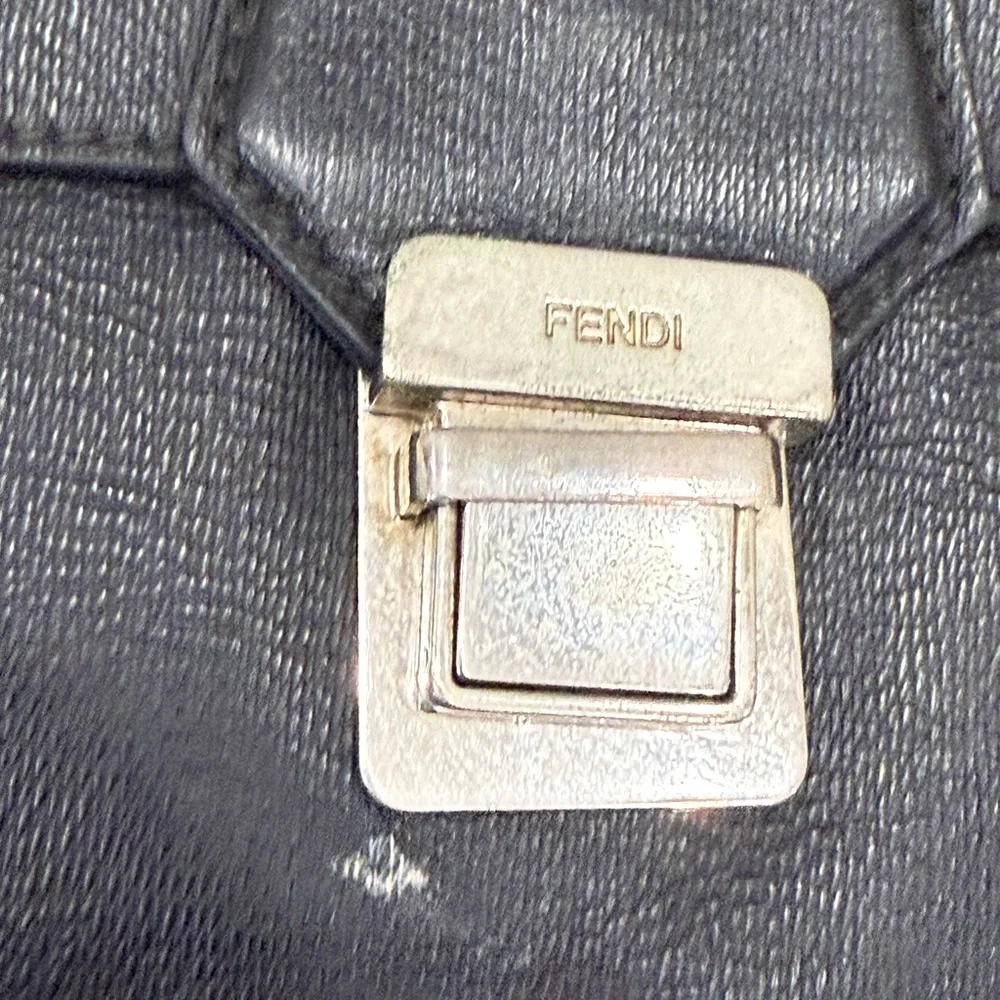 FENDI Black Leather Men's Messenger Bag